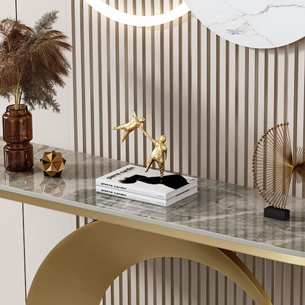 31.5-inch Tall Stone Console Table Stain Resistant Accent Table with Shelf