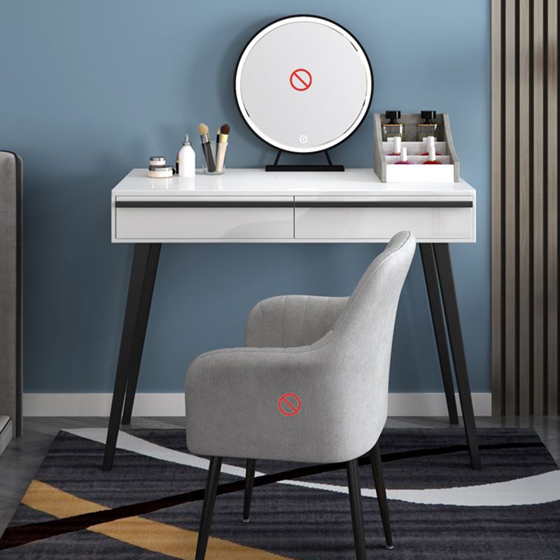 Modern Withe Vanity Wood Makeup Dressing Table Stool Set with Drawers