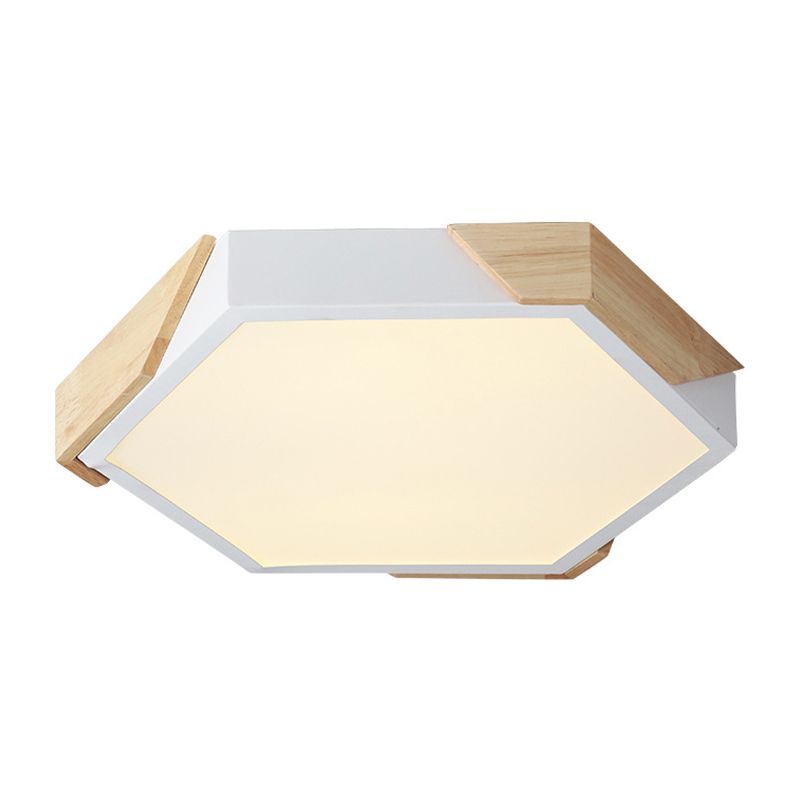 Slim Panel Hexagon Plafond Licht Macaron Loft Acryl LED Groen/Pink/wit/Geel Flush Mount Light in Warm Licht voor Kindergarten