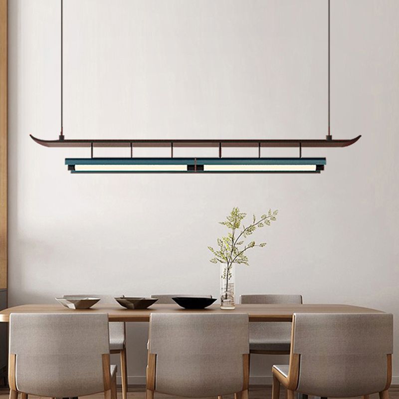 Holz linearer Deckenheize chinesische moderne Inselbeleuchtung für Bar