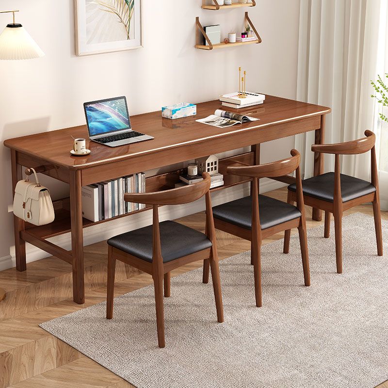 Wooden Office Desk Modern Rectangle H-Shape Base Writing Desk for Bedroom