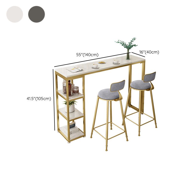 41.3-inch Faux Marble Top Table Modern Style Bistro Pub Table with Gold Base