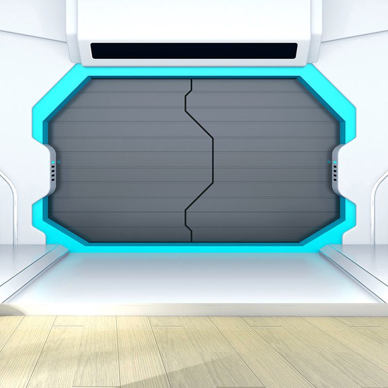 Door of Spaceship Mural Decal Science Fiction Stain Resistant Bedroom Wall Covering, Customized