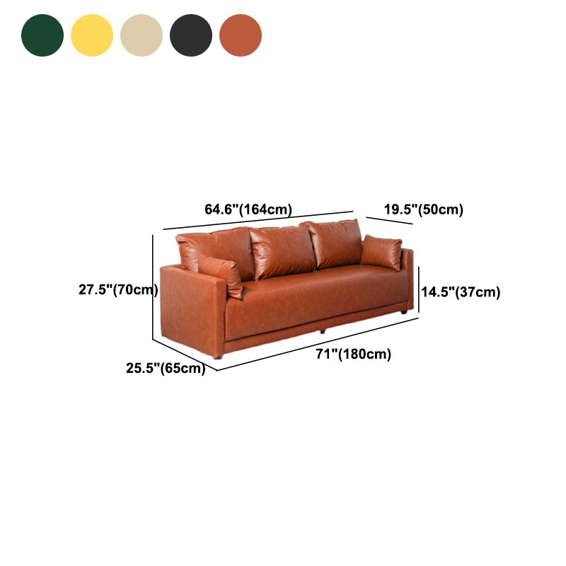 3 Seater 27.5"H Faux Leather Square Arm Sofa for Living Room