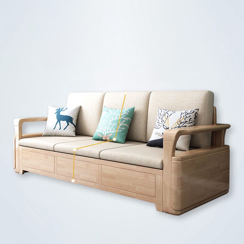 24"H Scandinavian Sectional Sofa Storage Cream Fabric Sectional