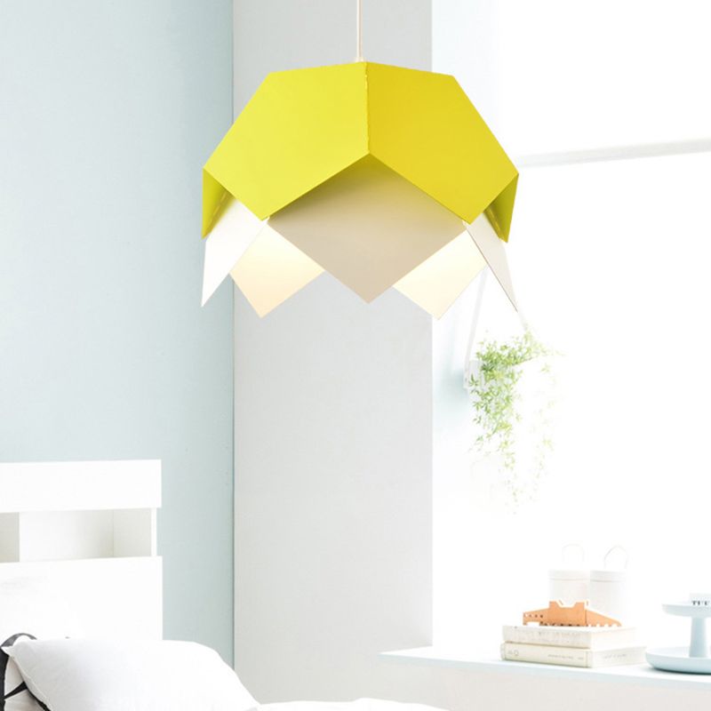 Geometric Metal Ceiling Light Contemporary 1 Light Yellow/Orange/Blue Pendant Lighting Fixture for Dining Room