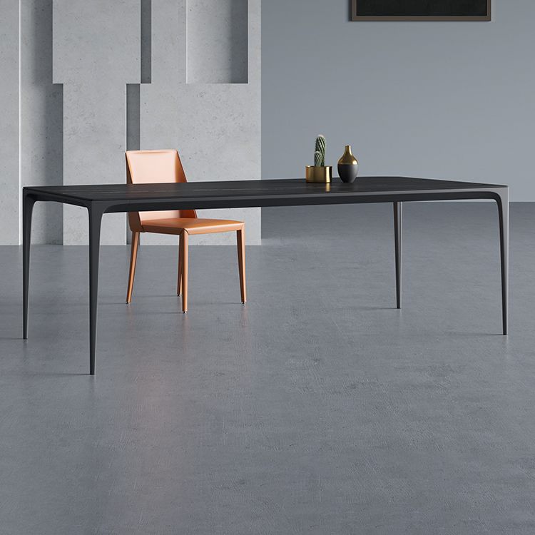 Rectangle Sintered Stone Dining Table Industrial Style 4 Legs Base Table for Home