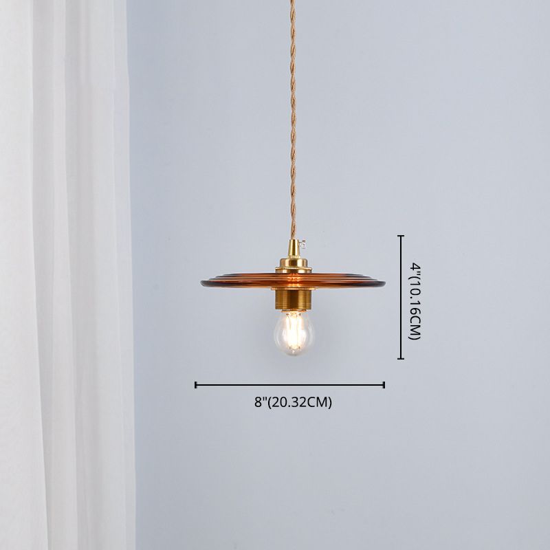 Retro Minimalist 1 Light Pendant Lamp Lens Glass Shade Pendant Light Fixture for Living Room