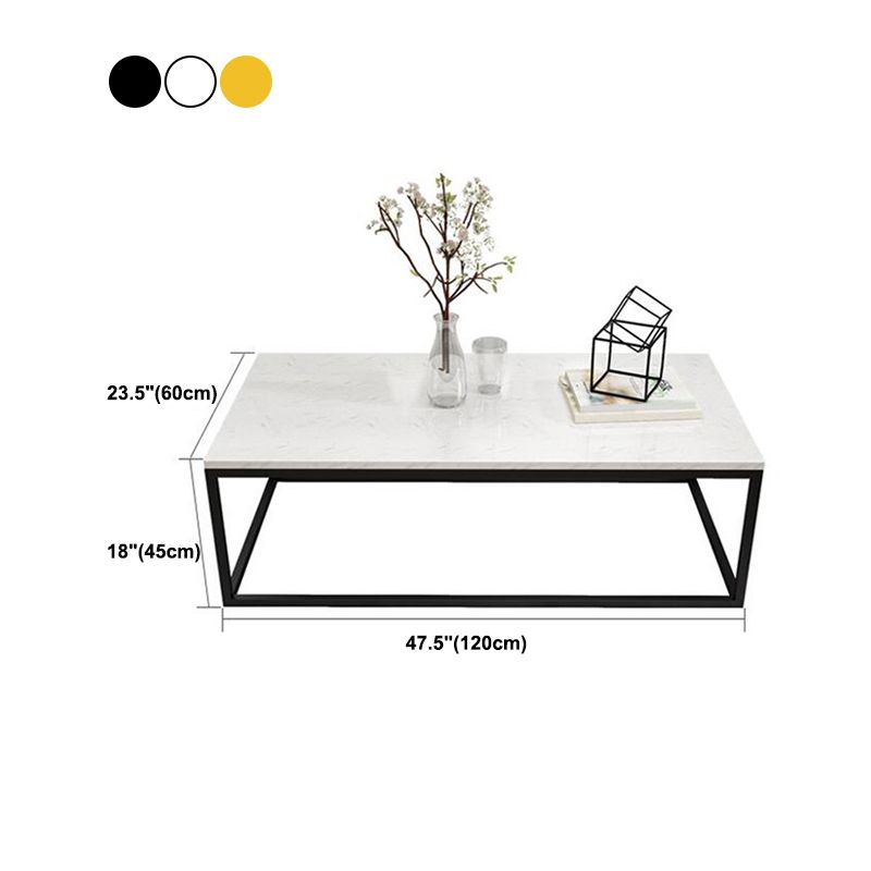 Stone Rectangular Coffee Table and Frame Coffee Table Glam Style
