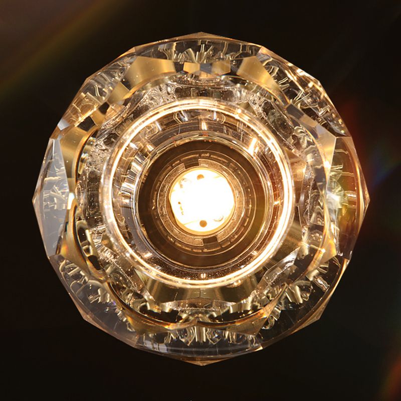 Gold Single Pendant Light in Modern Luxury Style Copper Globe Hanging Lamp with Crystal Shade