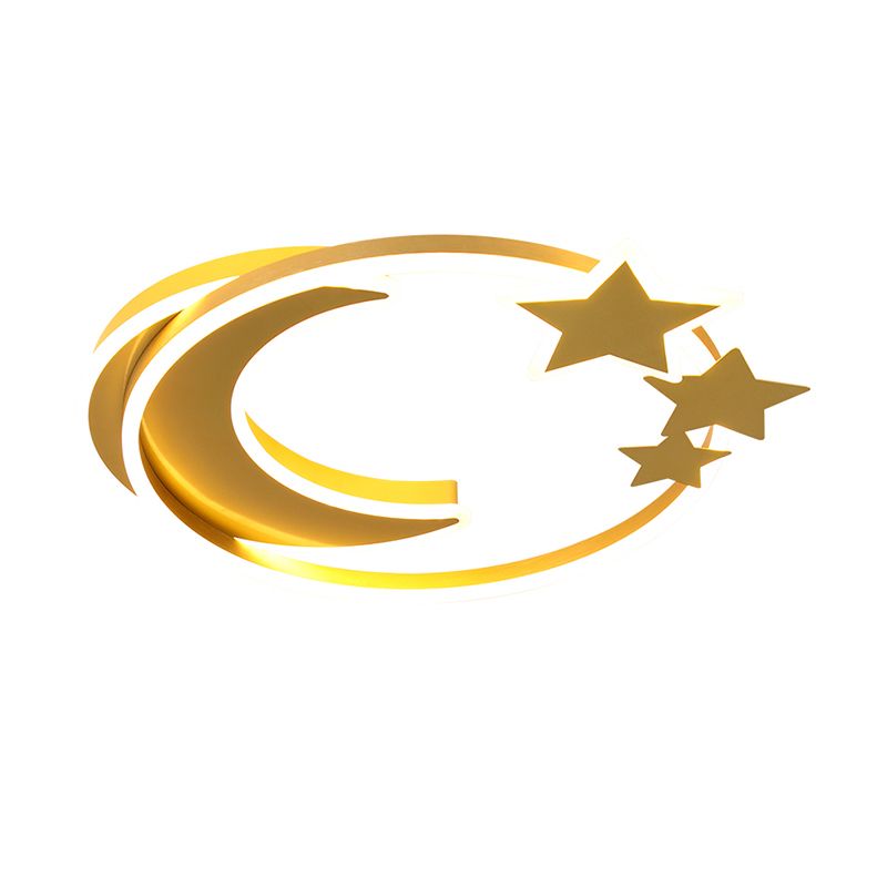 Cartoon-Halbmond- und Stern-Unterputz-LED-Deckenleuchte aus Aluminium für Schlafzimmer