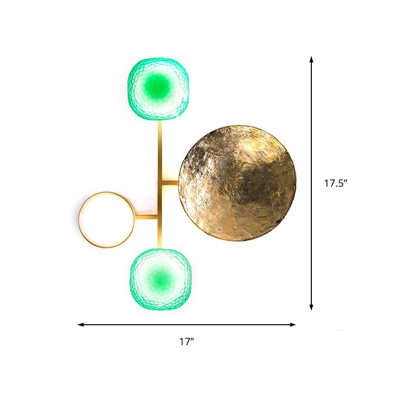 Minimalist Orbit Wall Sconce Lamp 10"/12.5"/17" Wide Metallic Wall Light Fixture in Brass, White Light