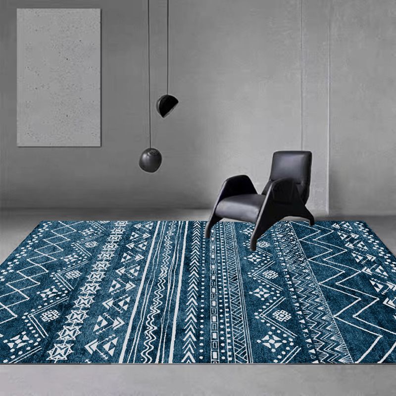 Traditional Area Rug Tribal Print Retro PVC Carpet Anti-Slip Indoor Rug for Living Room