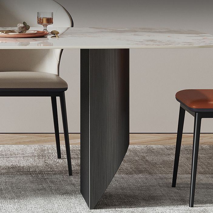 Metal Modern Rectangle Dining Table Sintered Stone Table for Dining Room and Kitchen