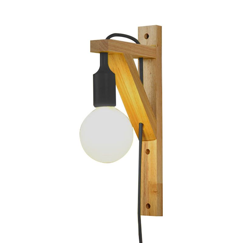 Blootgestelde lamp houten hangende wand sconce 1 licht nat Noordse wandlamp in meerdere kleuren
