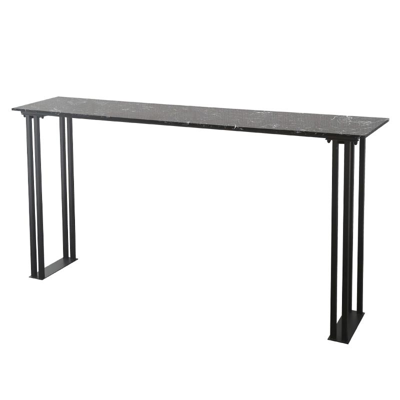 Industrial Style Bar Table Faux Marble Rectangle Bistro Bar Desk with Sled Base