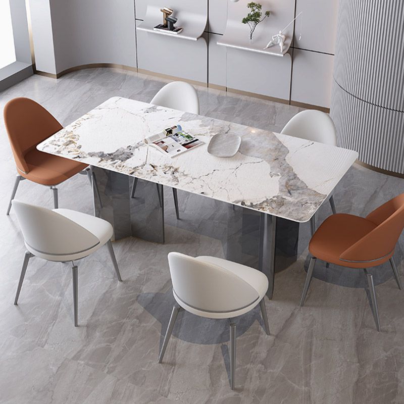 Glam Style Side Chair Metal Solid Back Dining Room Chair for Indoor