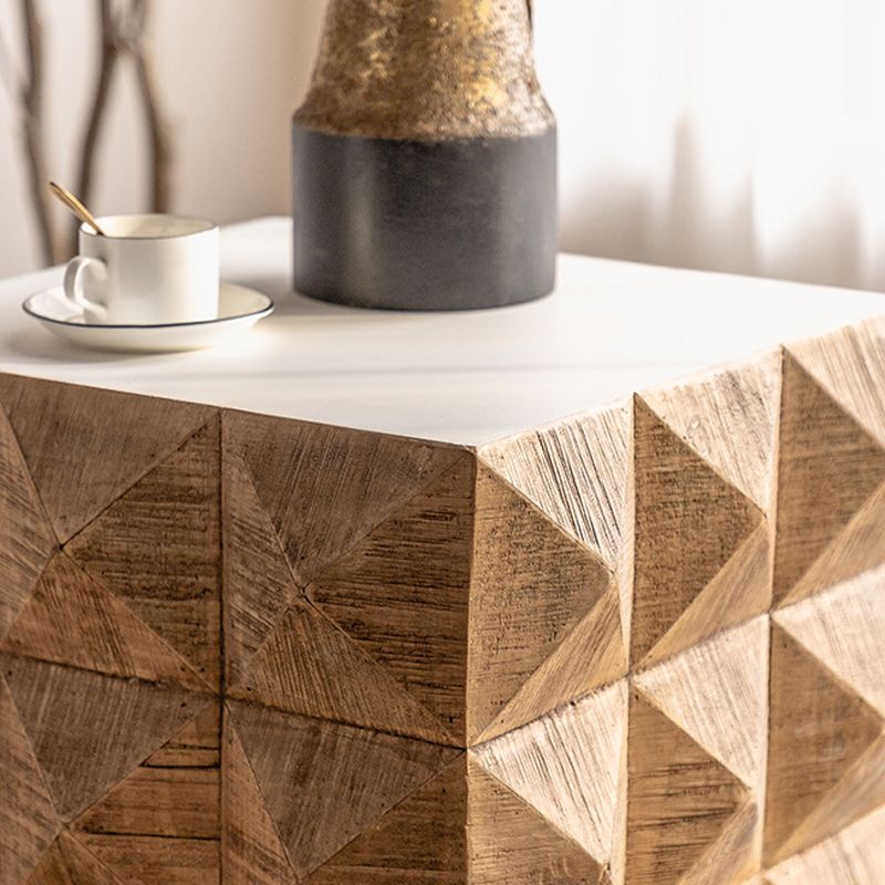 Rustic End Slide Table Living Room Distressed Brown Solid Wood Accent Side Table