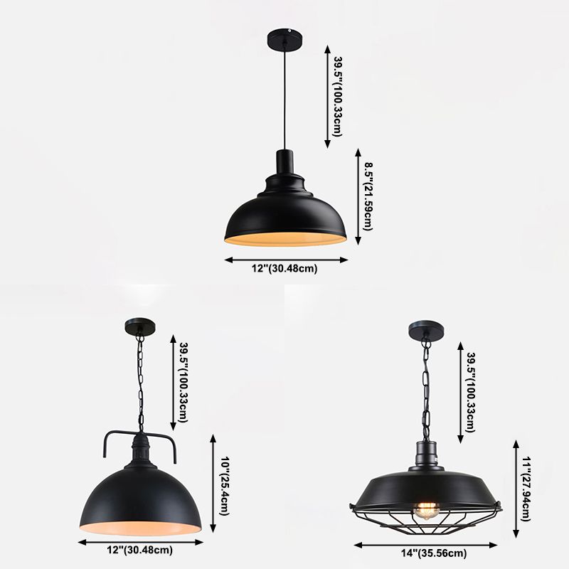Zwart/donkerbruine industriële hangende lampen met koepelschaduw voor keukenrestaurant