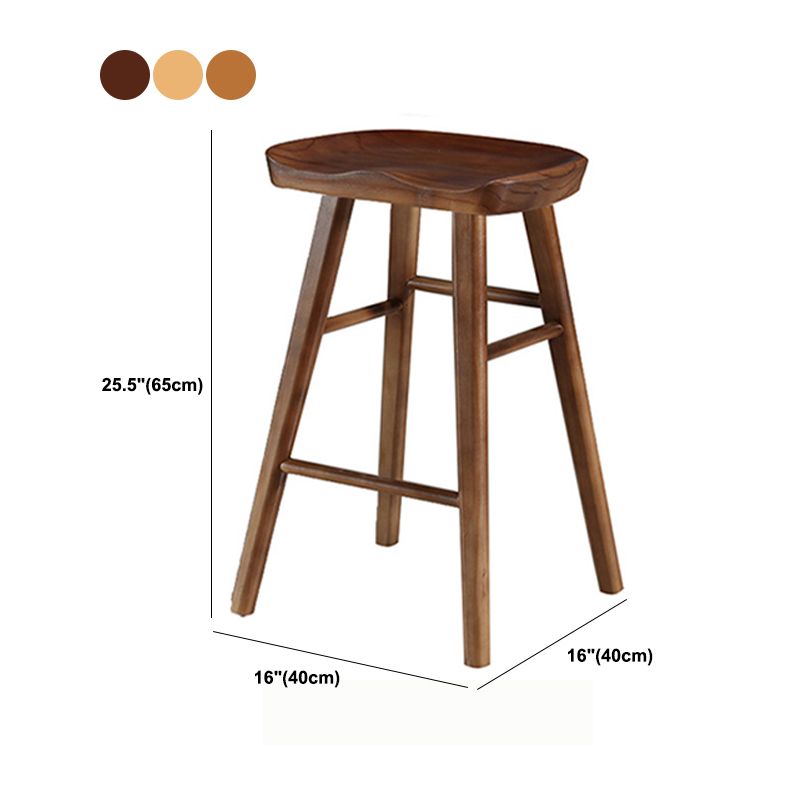 Contemporary Solid Wood Bar Stool Backless Footrest Counter Stool