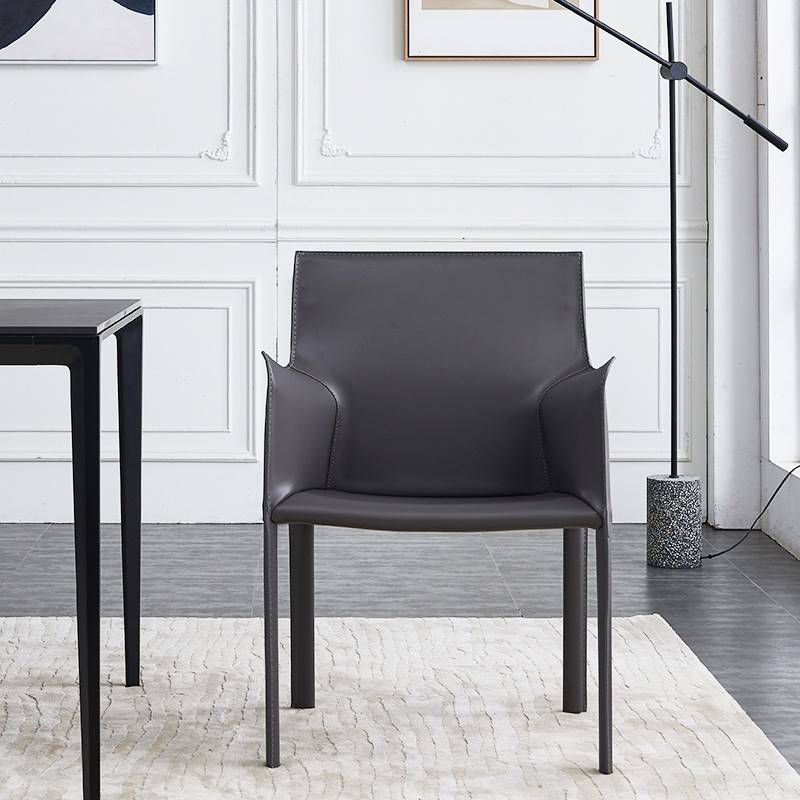 Modern Upholstered Dining Arm Chair Faux Leather Dining Chairs for Home