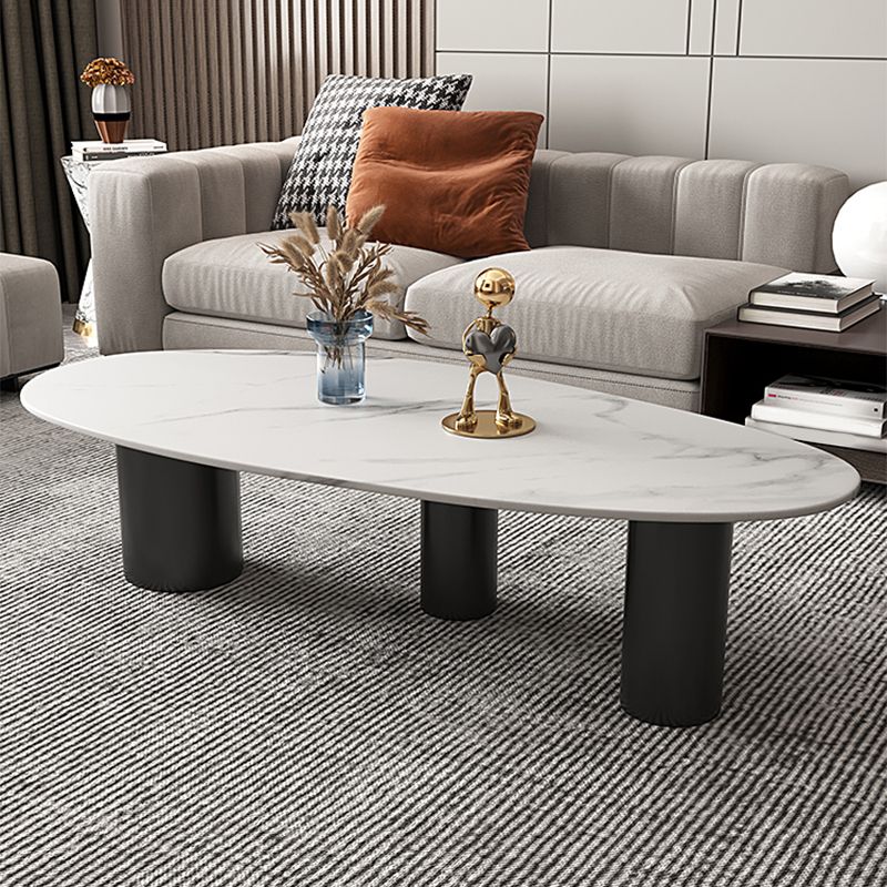 3 Legs Oval Coffee Table Minimalist Slate Coffee Table for Living Room