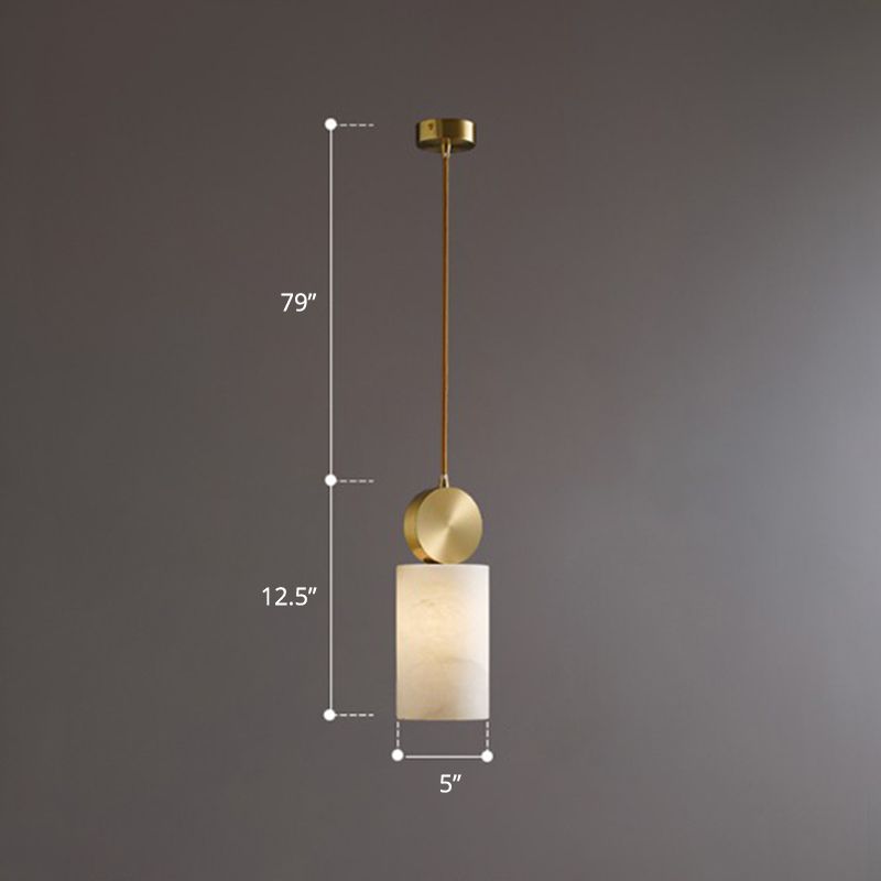 Marmorblock Hanging Anhänger minimalistische 1-leichte Gold Deckenhängung Lampe für Schlafzimmer