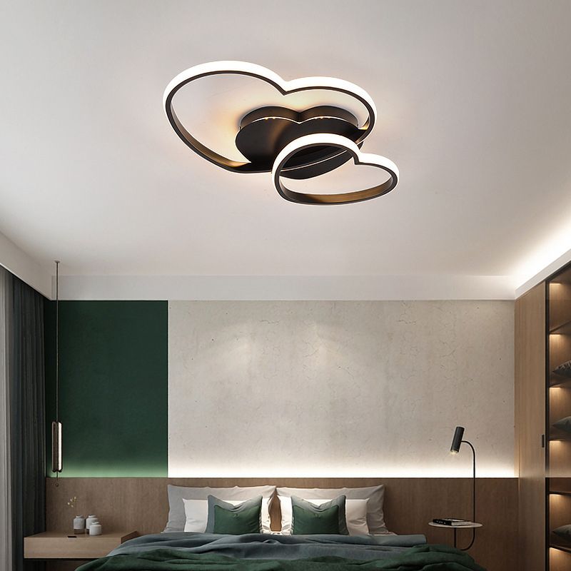 Metal Loving Heart Flush Light Contemporary LED Close to Massimale Illuminazione per Bedroom