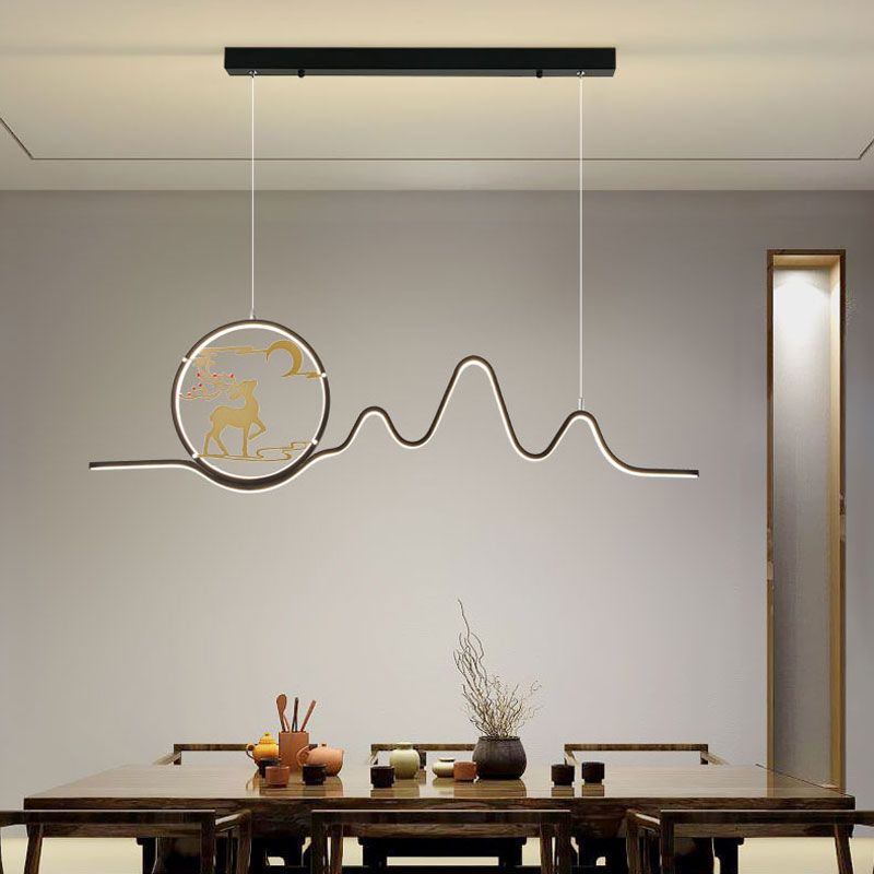 Linear Shape Island Lights Modern Style Metal Two Light Pendant Light Fixtures