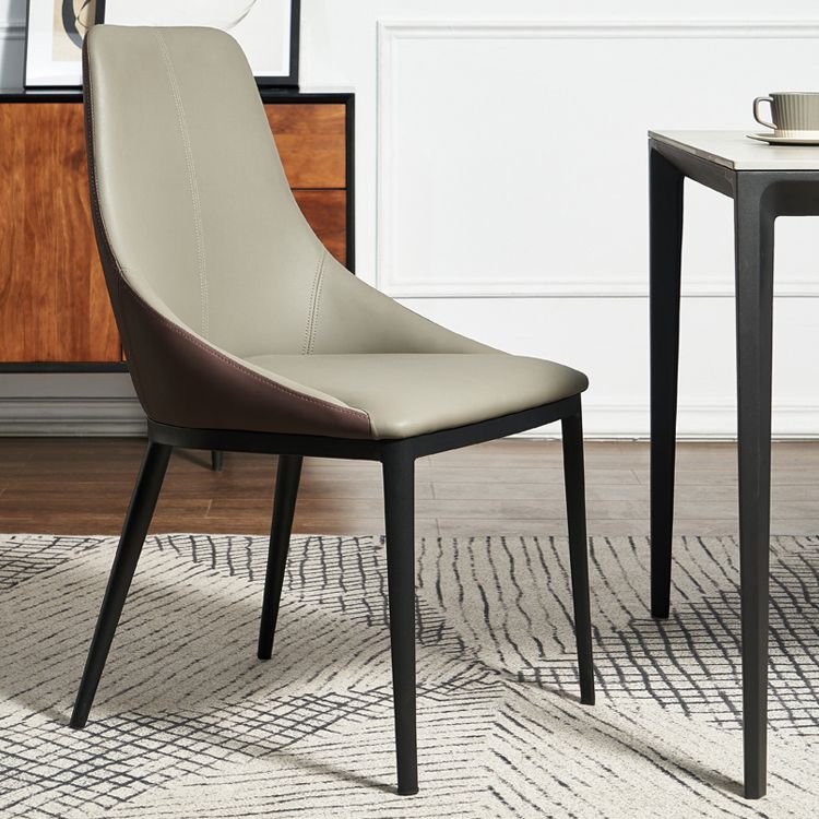 Solid Back Chair Industrial Style Leather Dining Side Chairs