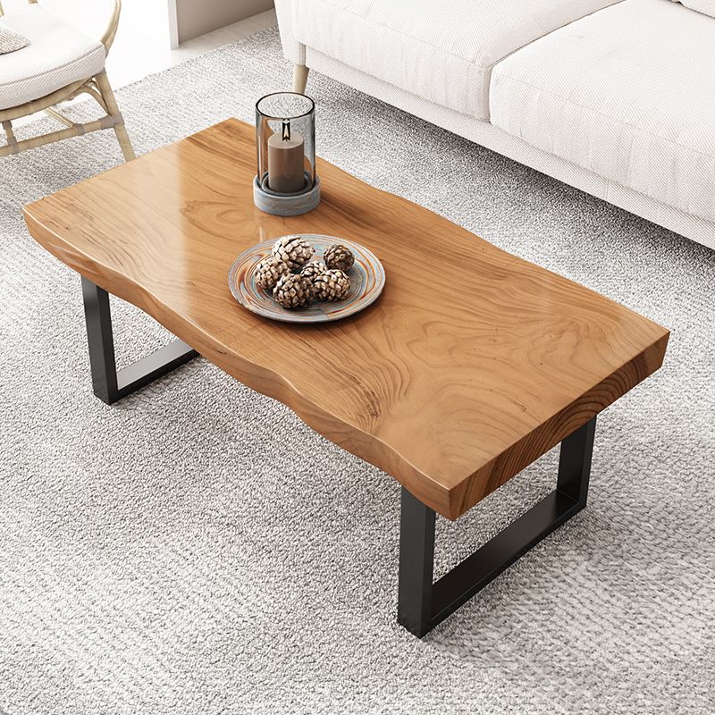 Contemporary Sled Coffee Table Rectangle Solid Wood Coffee Cocktail Table
