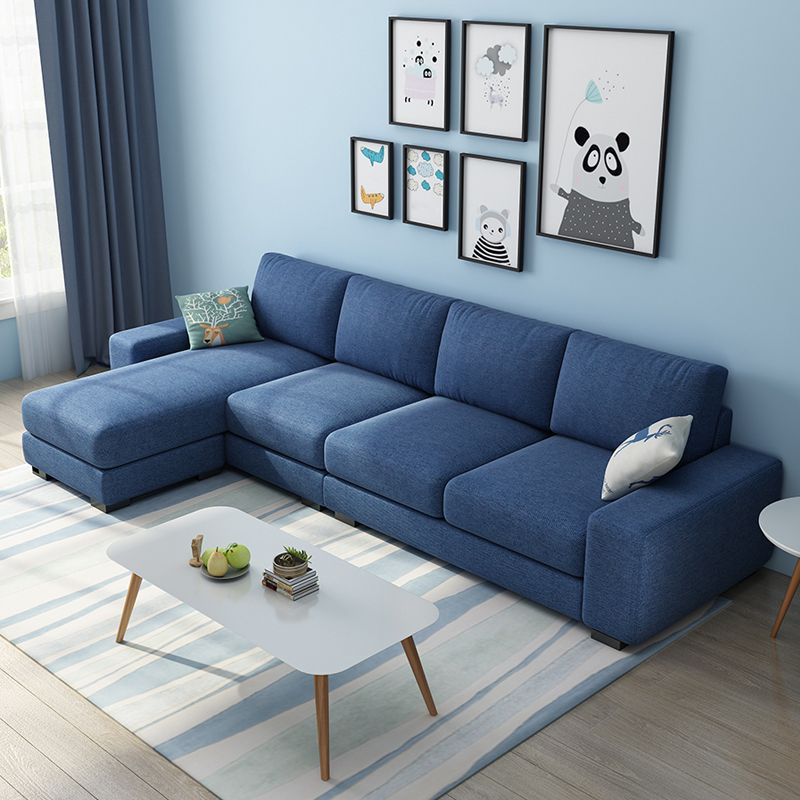 Nordic Assembled Linen Living Room Square Arm Pillows Sofa Chaise