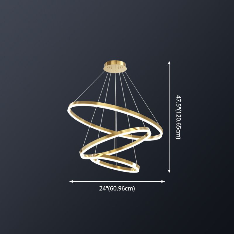 Modern Farmhouse Chandelier Multiple Rings Pendant Light Round Metal Chandelier