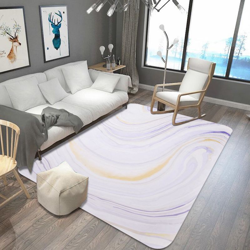 Unusual Watercolor Pattern Rug with Swirl Stripe Multicolor Modernist Rug Polyester Washable Anti-Slip Carpet for Living Room
