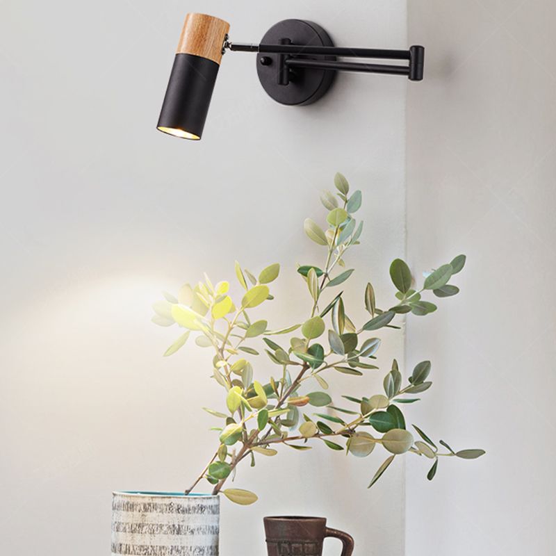 Modern Style Half Cylinder Shade Swing Arm Wall Lighting Metal 1 Light Sconce Lamp