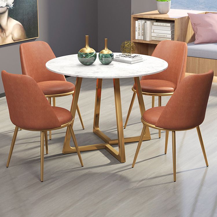 Scandinavian Style Fixed Dining Room Table Set with 4 Legs Base Dining Furniture