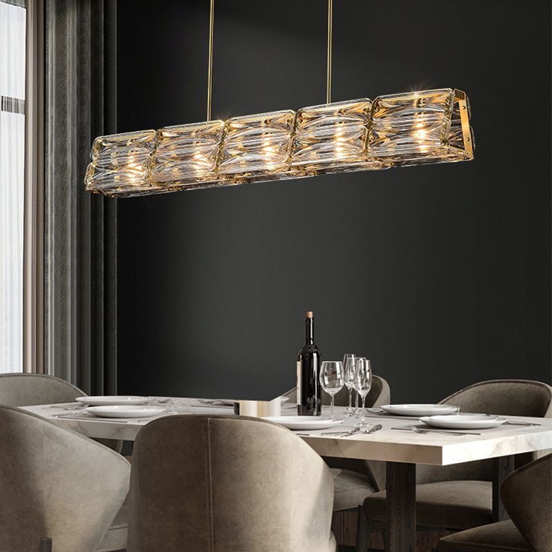 Modern Simple Geometric Island Pendant 4 Lights Island Light for Restaurant