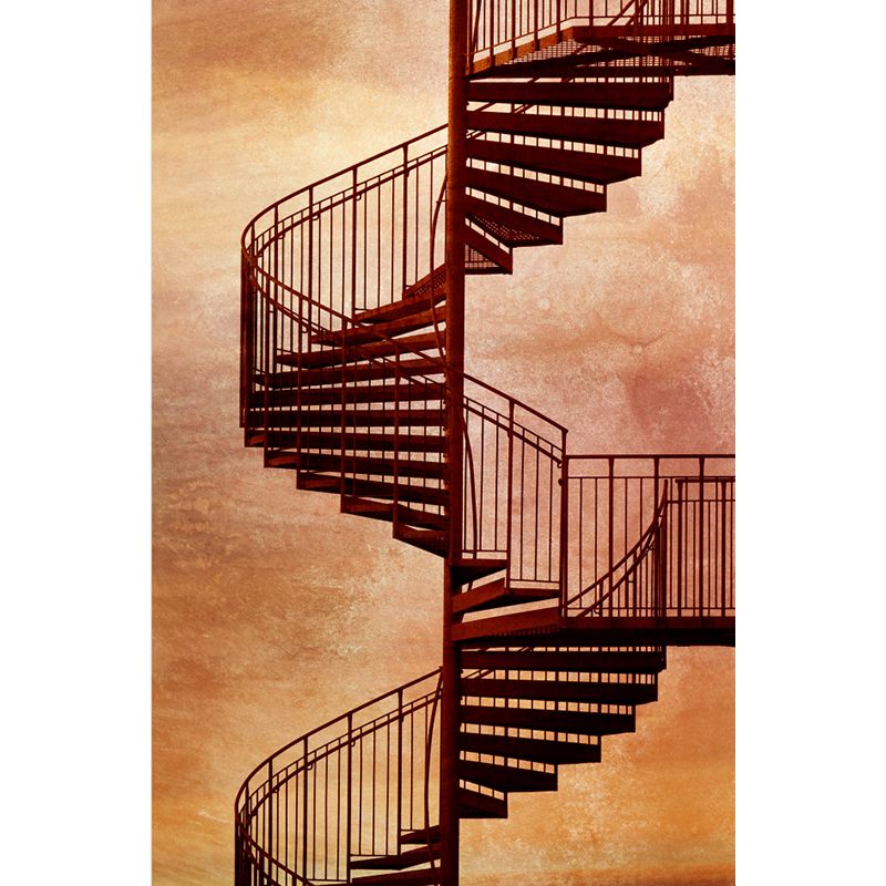 Rust Iron Spiral Stairs Mural Water Resistant Modernism Living Room Wall Covering