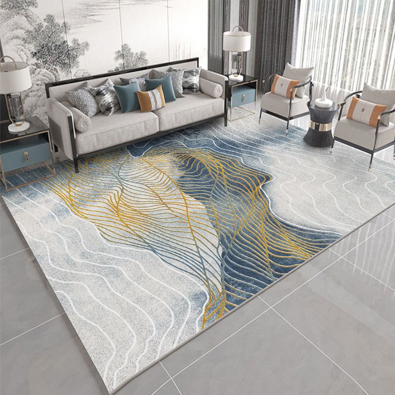 Funky Rug Beige Polyester Area Rug Stain Resistant Rug for Home Decor