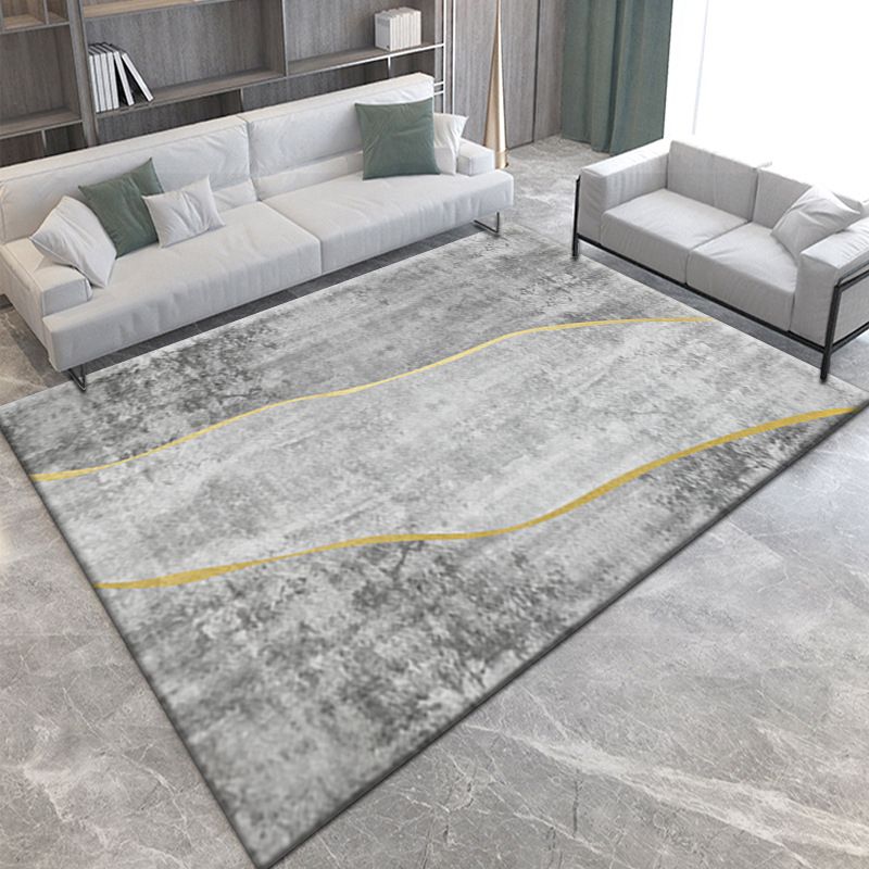 Dark Gray Gorgeous Rug Polyester Graphic Indoor Rug Stain Resistant Rug for Drawing Room