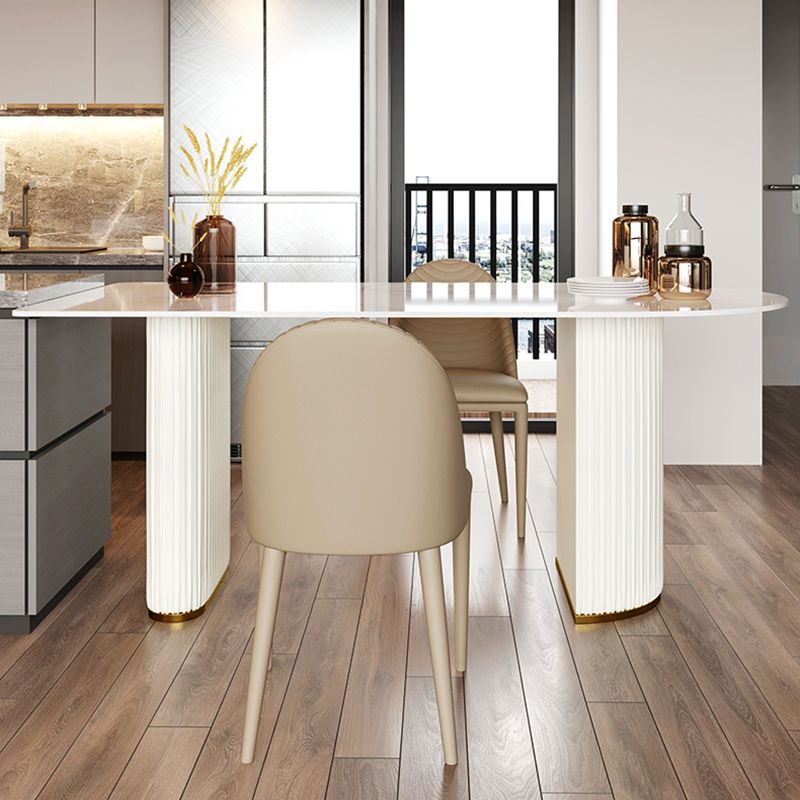 Mesa de comedor de piedra sinterizada de forma glamorosa Mesa de comedor estándar para la cocina