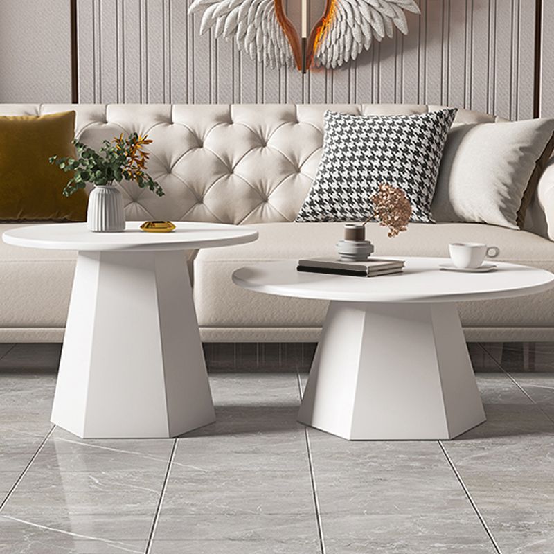 Mid-Century Modern Round Metal Coffee Table Set Pedestal Simple Cocktail Table