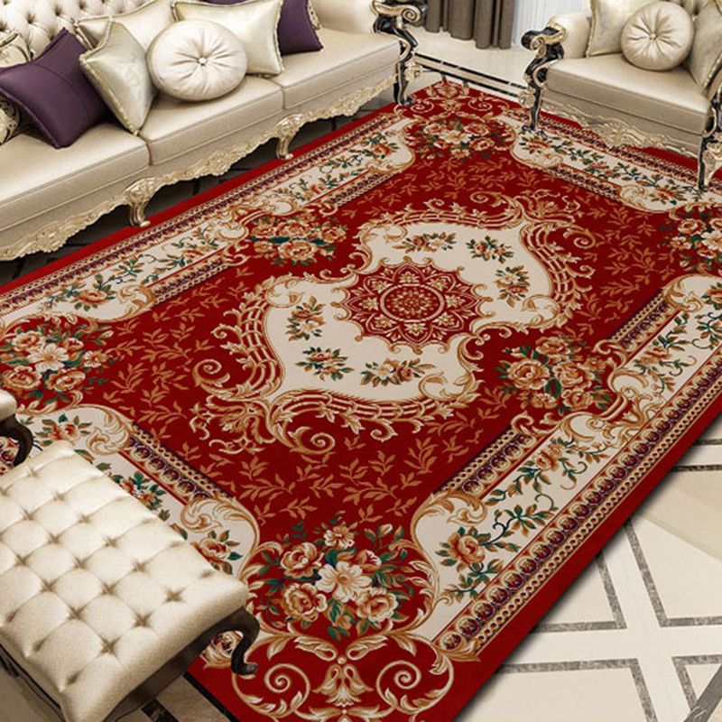 Nostalgia Medallion Pattern Carpet Polyester Area Rug Non-Slip Backing Indoor Rug for Living Room