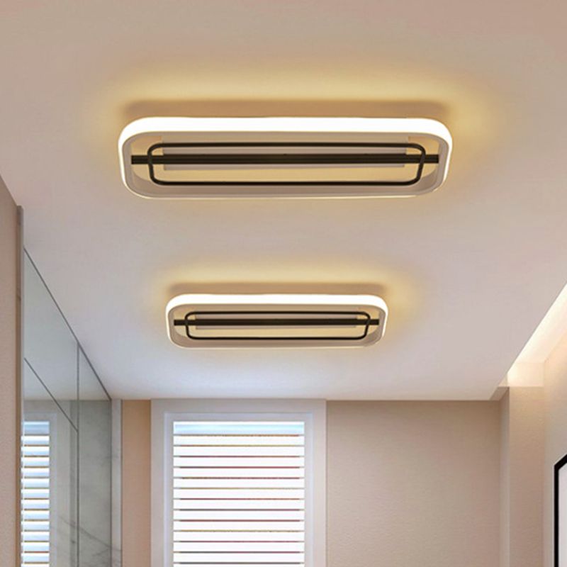 Rectangle Flush Mounted Modern Metallic Black and White/Black and Gold LED Ceiling Light in Warm/White Light, 16"/23.5" L