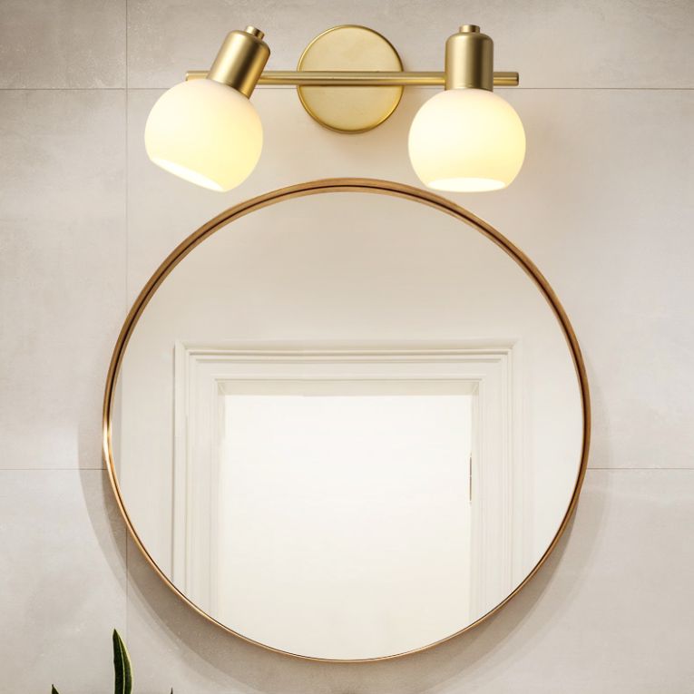 Traditional Globe Vanity Sconce Lights Milk Glass Wall Mount Light Fixture for Bathroom