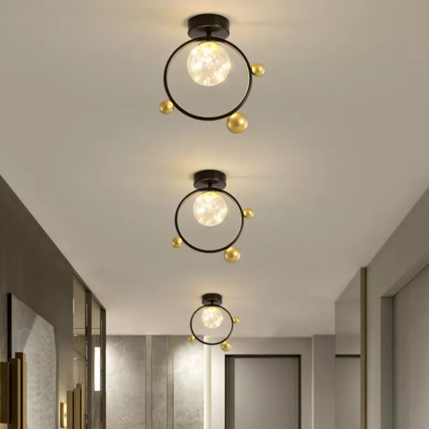 Plafonnier encastré sphérique moderne en verre transparent pour couloir LED