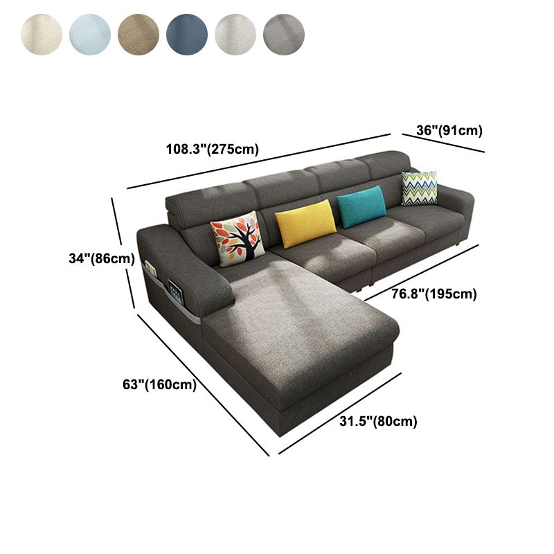 Sloped Arms Sofa Modular L-Shape Furniture Sectionals with Storage