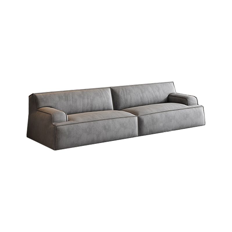 Standard Contemporary Tight Back Recessed Arm Sofa Couch in Grey