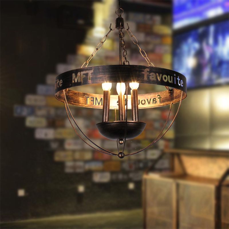 3 lumières Cougie lustre Lighting Farmhouse Style Antique Bronze Metal suspendu