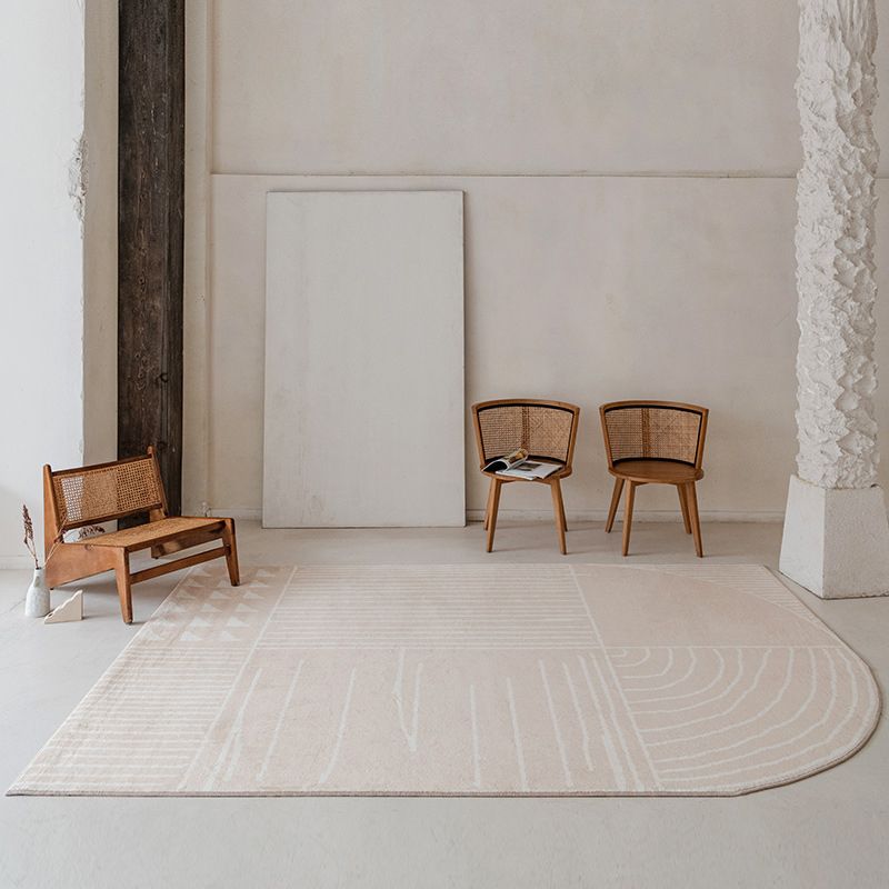 Gray Modern Carpet Polyester Line Carpet Washable Area Carpet for Living Room